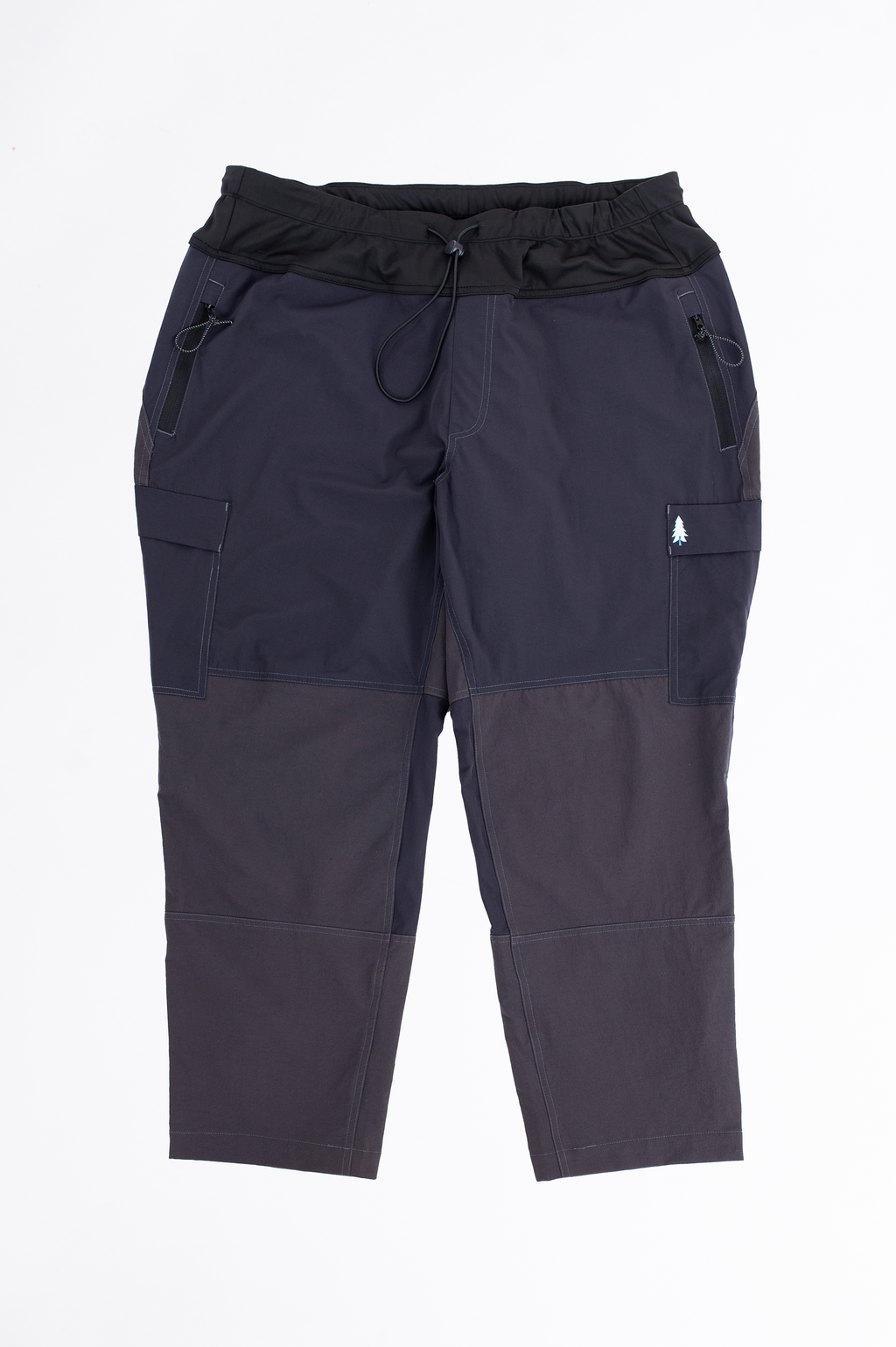 Dark gray and black pants on a white background