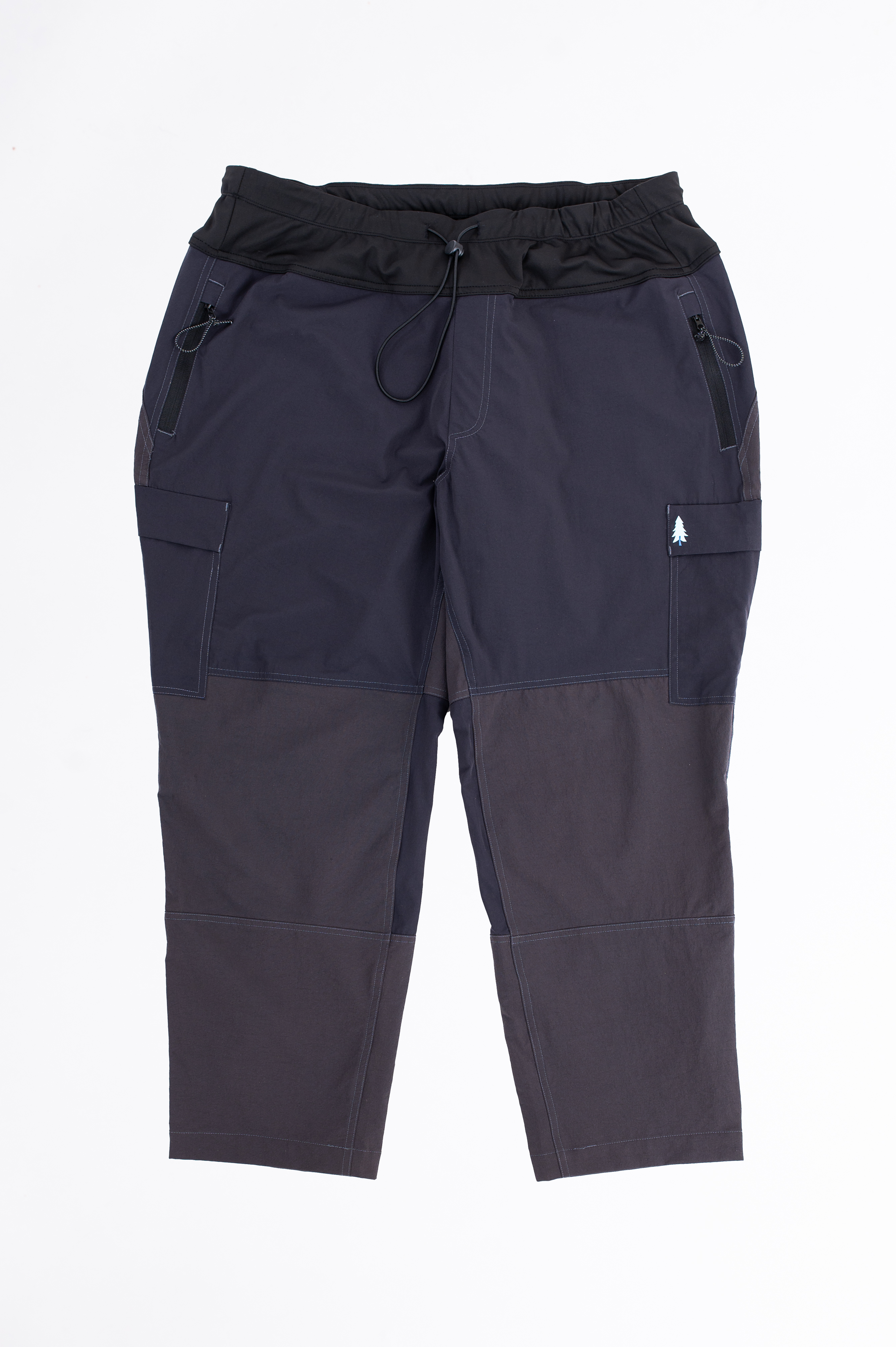 Dark gray and black pants on a white background